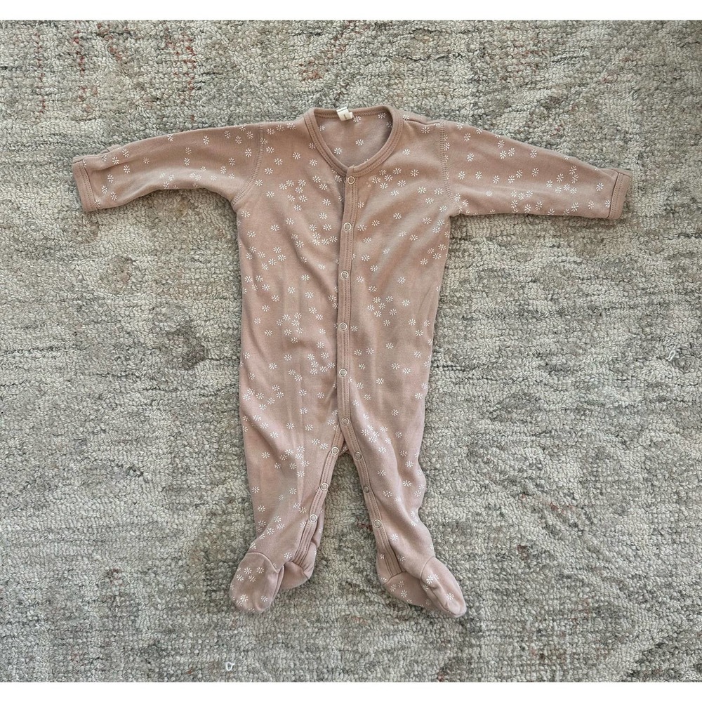 Quincy Mae Floral Tan Sleeper Footie Pajamas - 3-6 Months